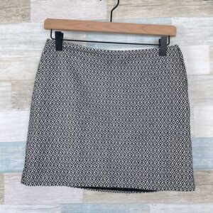 GAP Textured Mini Skirt Black White Geo Print Lined Cotton Casual Womens 0